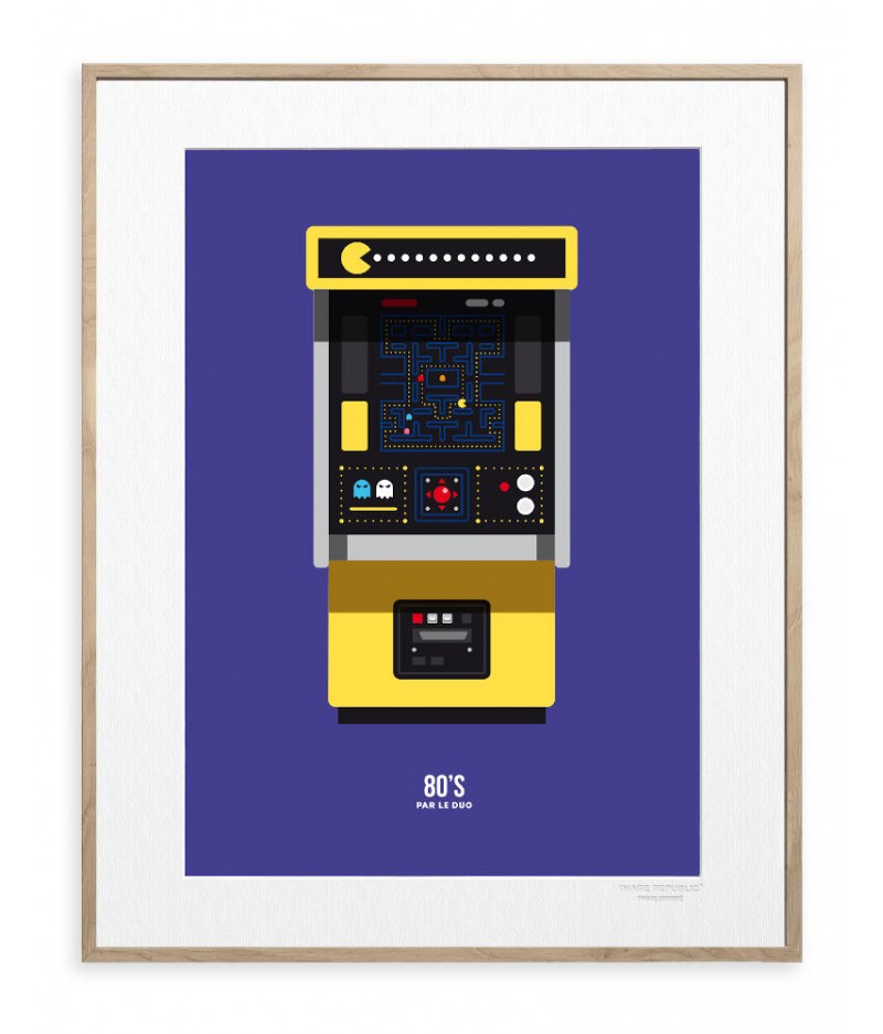 30x40 Cm Le Duo 80's Pacman - Affiche Image Republic