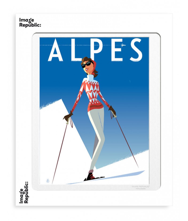 40x50 cm Monsieur Z Alpes Fille Rouge - Affiche Image Republic