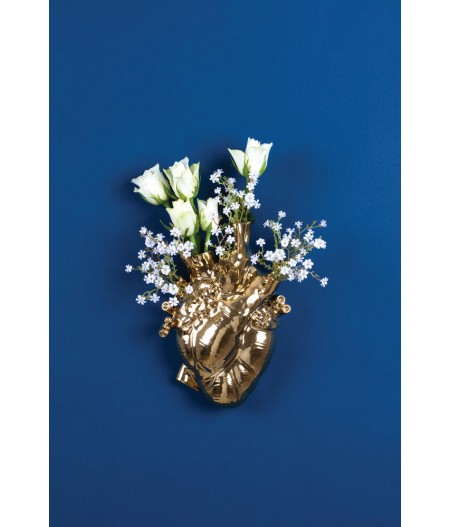 LOVE In Bloom Seletti Vase en porcelaine GOLD Porcelain Heart Vase