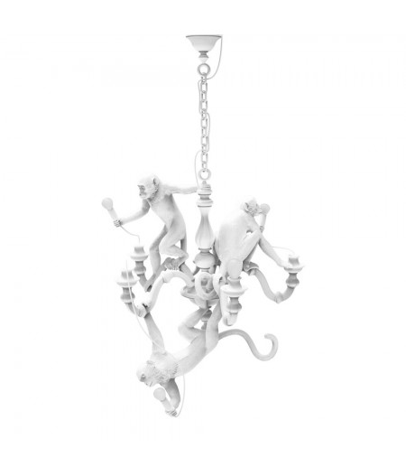 Monkey Chandelier Resin Lamp Seletti - Suspension lustre chandelier Singes Blanc