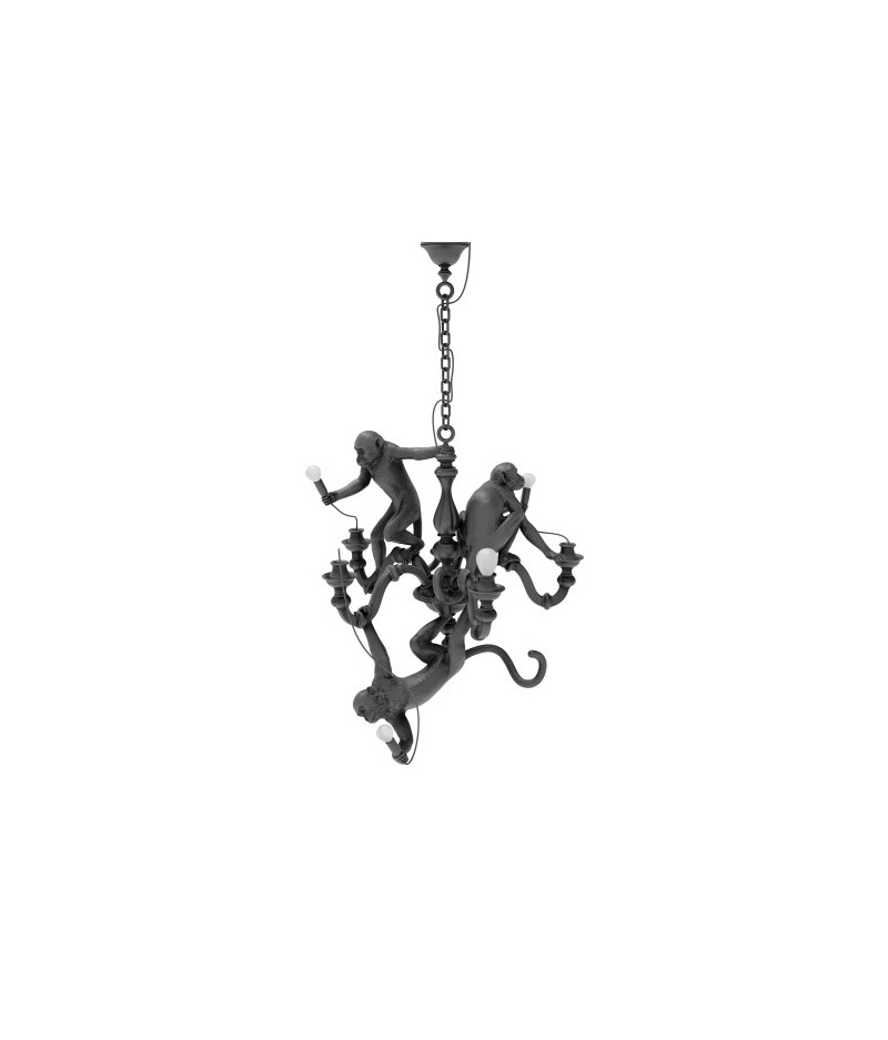 Monkey Chandelier Resin Lamp Seletti - Suspension lustre chandelier Singes Noir