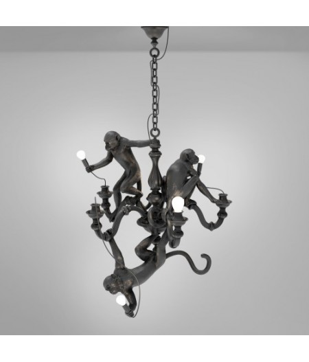 Monkey Chandelier Resin Lamp Seletti - Suspension lustre chandelier Singes Noir