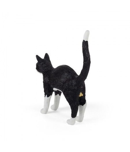 Jobby the Cat Seletti Black & White - Lampe Chat noir & blanc en résine