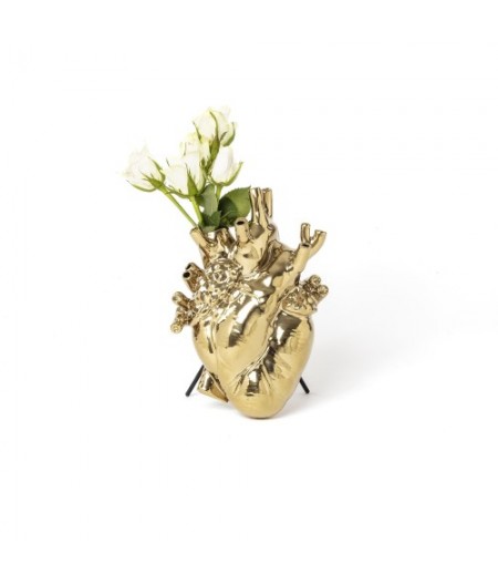 Love In Bloom Seletti Vase en porcelaine GOLD Porcelain Heart Vase