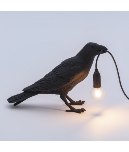 Bird Lamp 1-BLACK Resin Lamp - Waiting - Seletti