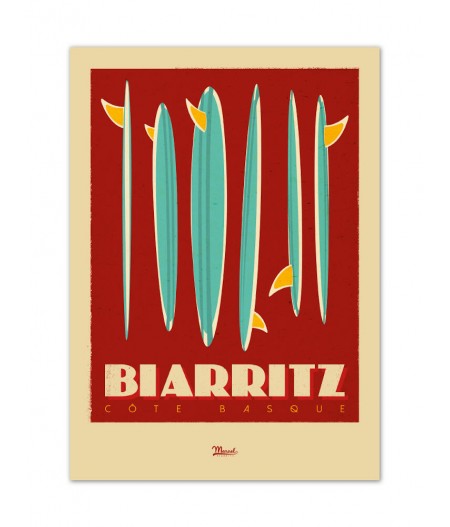 Affiches originales Marcel BIARRITZ Surfboards 50cm x 70cm 250 g/m²