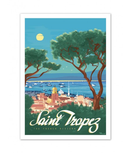 Affiches originales Marcel SAINT-TROPEZ The French Riviera 50x70cm 350 g/m²