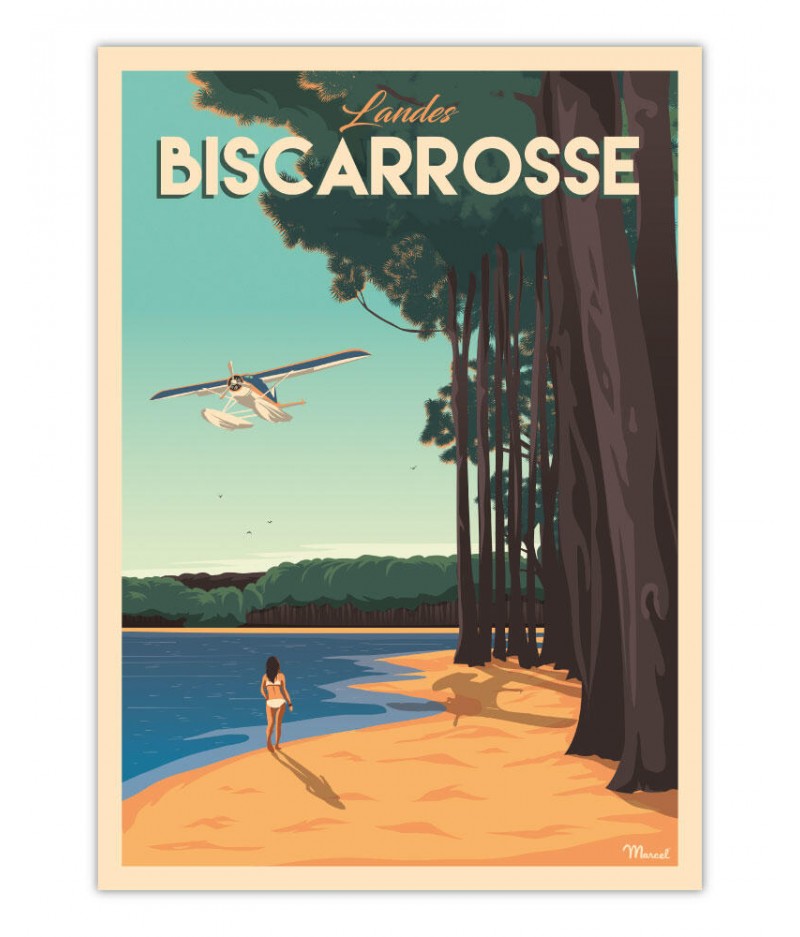 Affiches Marcel Small Edition - Biscarosse 30x40cm 350 g/m²