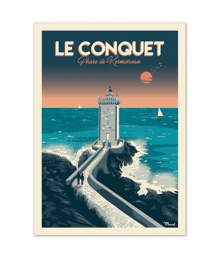 Affiches Marcel Small Edition - LE CONQUET Phare de Kermorvan 30x40cm 350 g/m