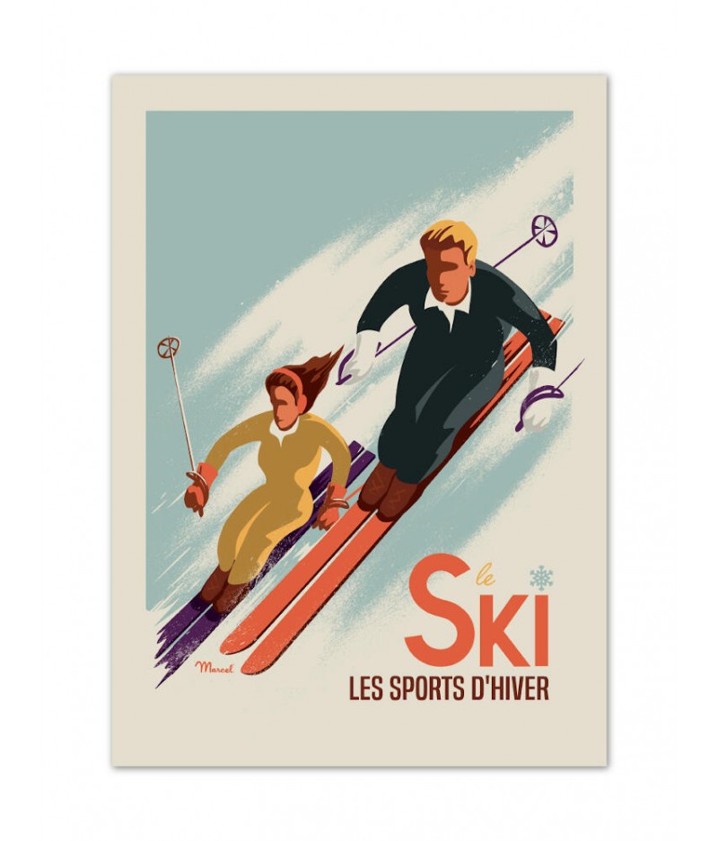 Affiches Marcel Small Edition - CLASSICS WINTER SKI - Les Skieurs 30x40cm 350 g/m