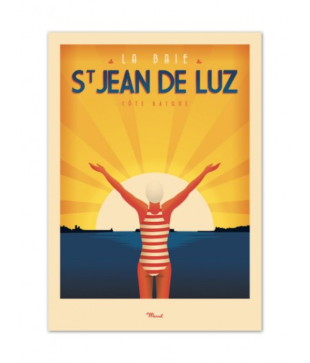 Affiches Marcel Small Edition - ST JEAN DE LUZ La Baigneuse 30cm x 40cm 350 g/m²