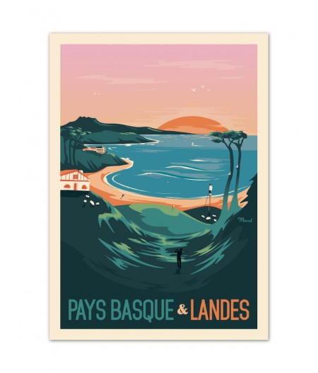 Affiches Marcel Small Edition - PAYS BASQUE & LANDES 30cm x 40cm 350 g/m²