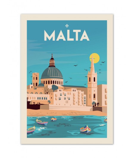 Affiches Marcel Small Edition - MALTA Souvenirs from Valletta 30cm x 40cm 350 g/m