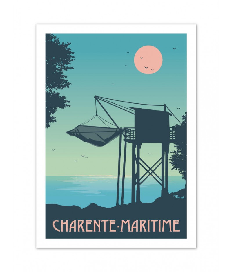 Affiches Marcel Small Edition - CHARENTE - MARITIME Le Carrelet 30cm x 40cm 350 g/m²