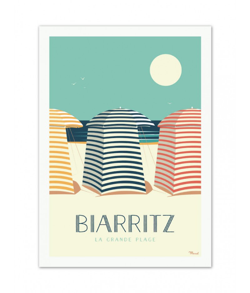Affiches Marcel Small Edition - BIARRITZ Les Tentes 30cm x 40cm 350 g/m²