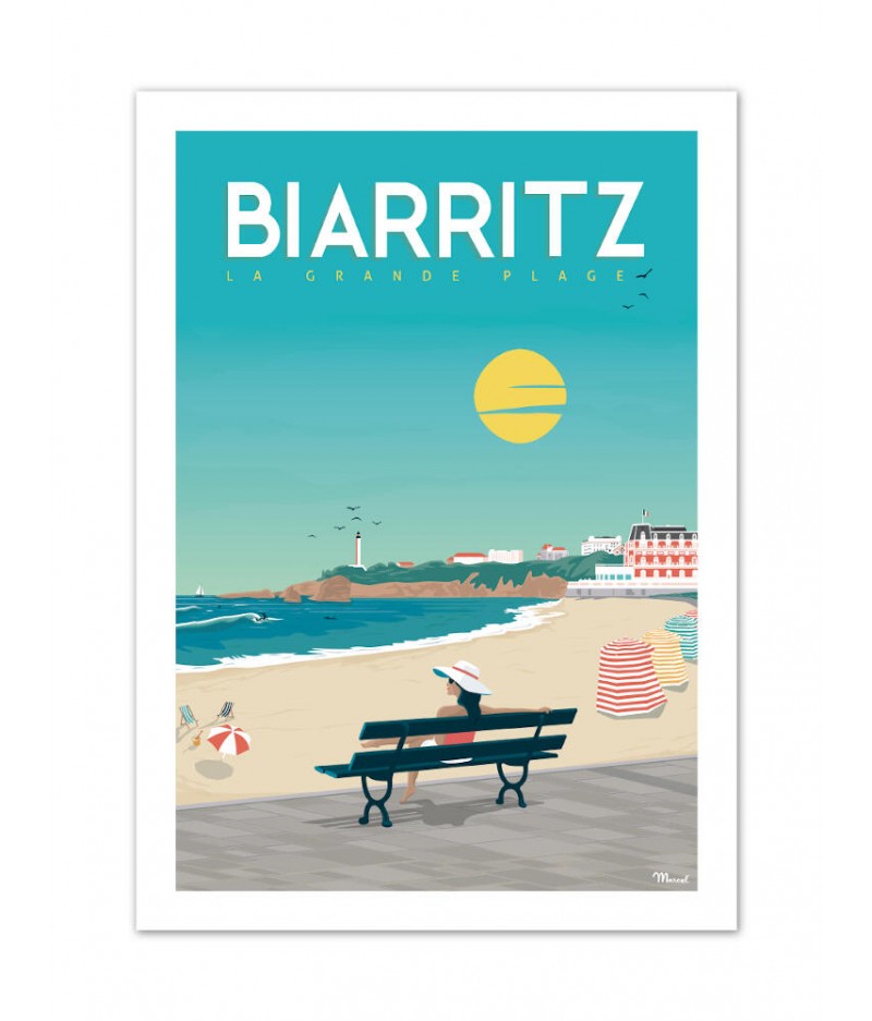 Affiches Marcel Small Edition - BIARRITZ La Grande Plage 30cm x 40cm 350 g/m²