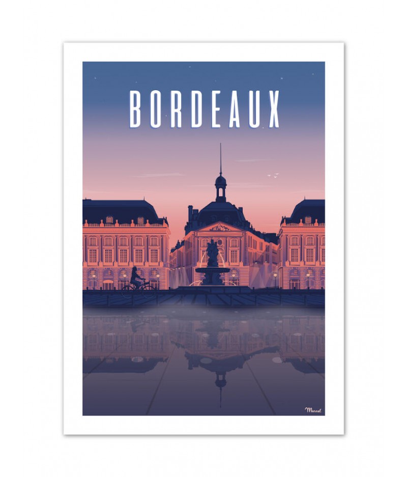 Affiches Marcel Small Edition - BORDEAUX Place de la Bourse by night 30cm x 40cm 350 g/m²