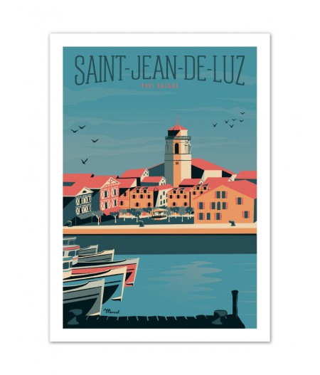 Affiches Marcel Small Edition - SAINT-JEAN-DE-LUZ Le Port 30cm x 40cm 350 g/m²