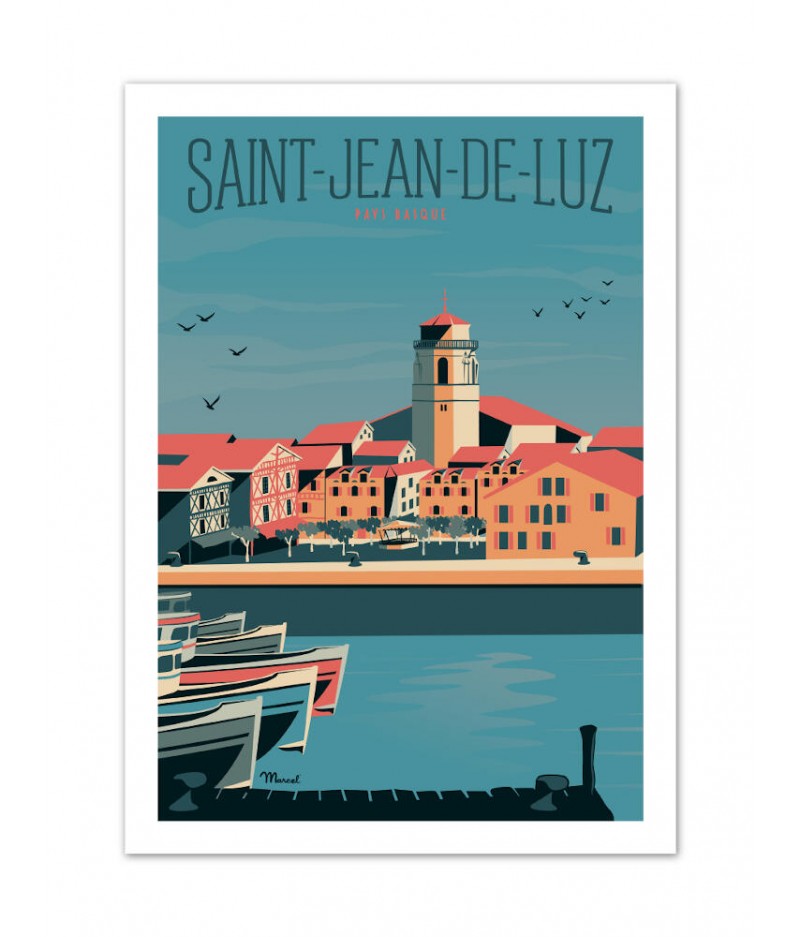 Affiches Marcel Small Edition - SAINT-JEAN-DE-LUZ Le Port 30cm x 40cm 350 g/m²