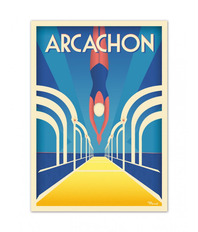 Affiches Marcel Small Edition - ARCACHON Jetée Thiers 30cm x 40cm 350 g/m²
