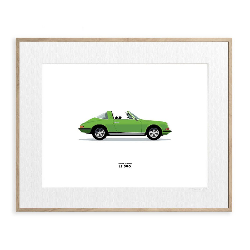 Affiche d'art mural verte Porsche 911 Desert Drive Racing