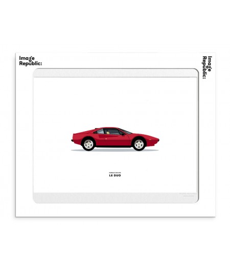 30x40 cm Le Duo Voiture Ferrari 308 Gts Rouge - Affiche Image Républic