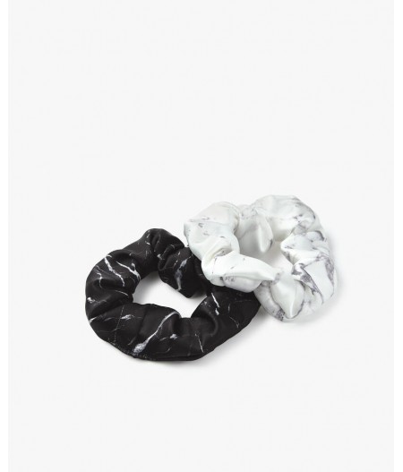 Chouchous White Marble & Black Marble Scrunchies - Wouf