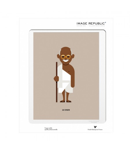 10.5x15 Le Duo Gandhi Peacemakers - Carte Postale double avec enveloppe - Image Republic