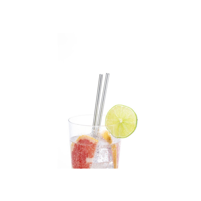 Set de 10 pailles en acier inoxydable - Kikkerland Stainless Steel Straws S/10