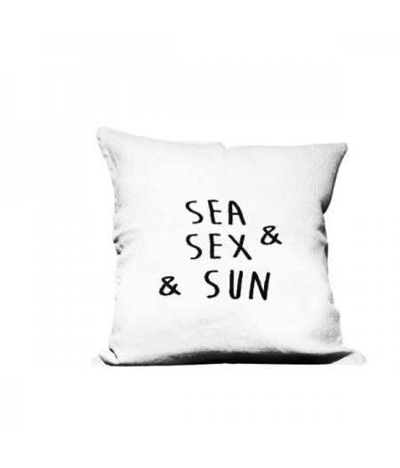 Coussin en lin 45x45cm Sea sex & sun by L’Ornitho