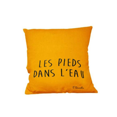 Coussin en lin 45x45cm Les pieds dans l'eau by L’Ornitho