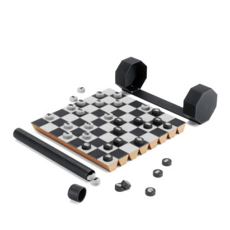 Jeux portable d’échecs et de dames Noir - Umbra - Rolz Chess/Checkers Set Black