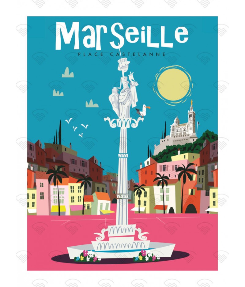 Affiche Maison Landolfi 30x40 cm - Marseille - Castellane Gary Godel sol rose