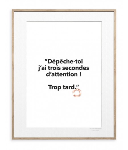 30x40 cm Loic Prigent 123 Depeche Toi, J'ai Trois Secondes - Affiche Image Republic