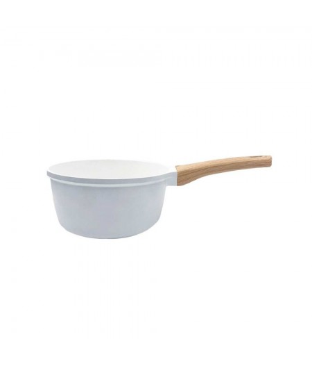Casserole 20 cm / 2,4 l Blanc Polaire (En Fonte d'aluminium, et Revêtement minéral, Poignée imitation bois) - Cookut