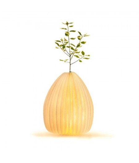 Lampe vase intelligente Smart Vase Lightnatural bamboo wood  - Gingko