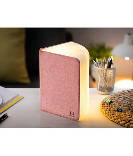Baladeuse livre lampe Linen Fabric Smart Book Light Large Blush Pink - Gingko