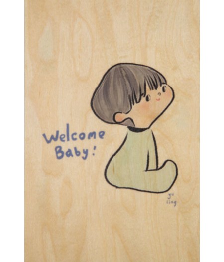 Cartes Postales en bois Woodhi - GREETINGS 2 EL WB Welcome Baby