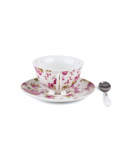 Lady Tarin Rose Teacup With Saucer In Porcelain - Rumina - Seletti