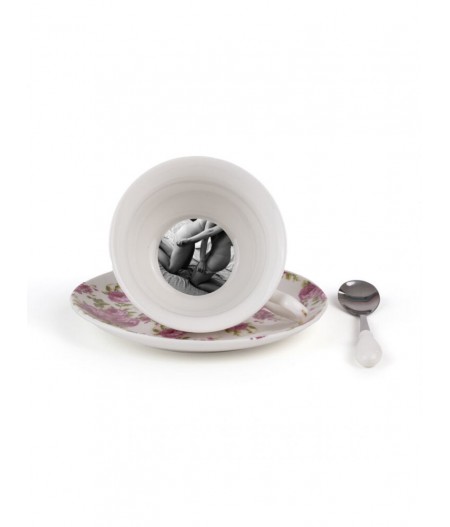 Lady Tarin Rose Teacup With Saucer In Porcelain - Vesta - Seletti