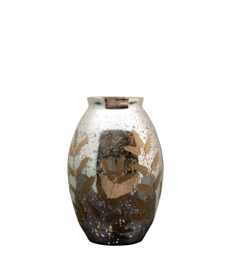 Vase déco feuillage doré gravé - Chehoma