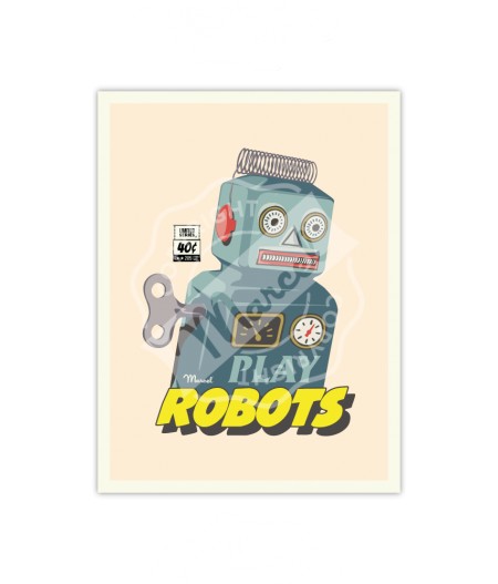 Affiches Marcel Small Edition - PLAYS ROBOTS 30x40cm 350 g/m²