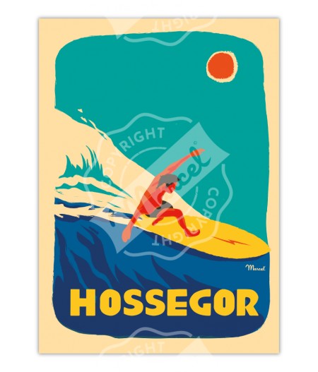 Affiches Marcel Small Edition - HOSSEGOR Surfeur 30x40cm 350 g/m²