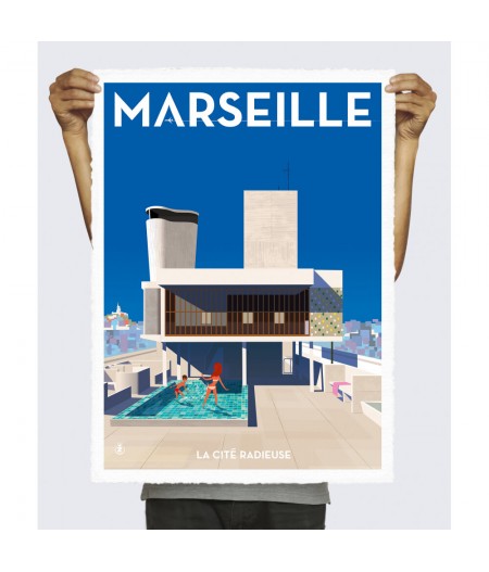 56x76 cm Monsieur Z Cité Radieuse Corbusier Marseille - Affiche Image Republic