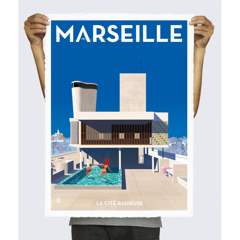 56x76 cm Monsieur Z Cité Radieuse Corbusier Marseille - Affiche Image Republic