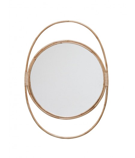 Miroir rotin rond cadre ovale suspendu - Chehoma