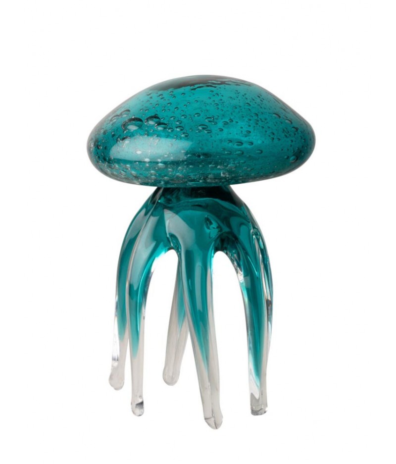 Grande méduse turquoise en verre - Chehoma