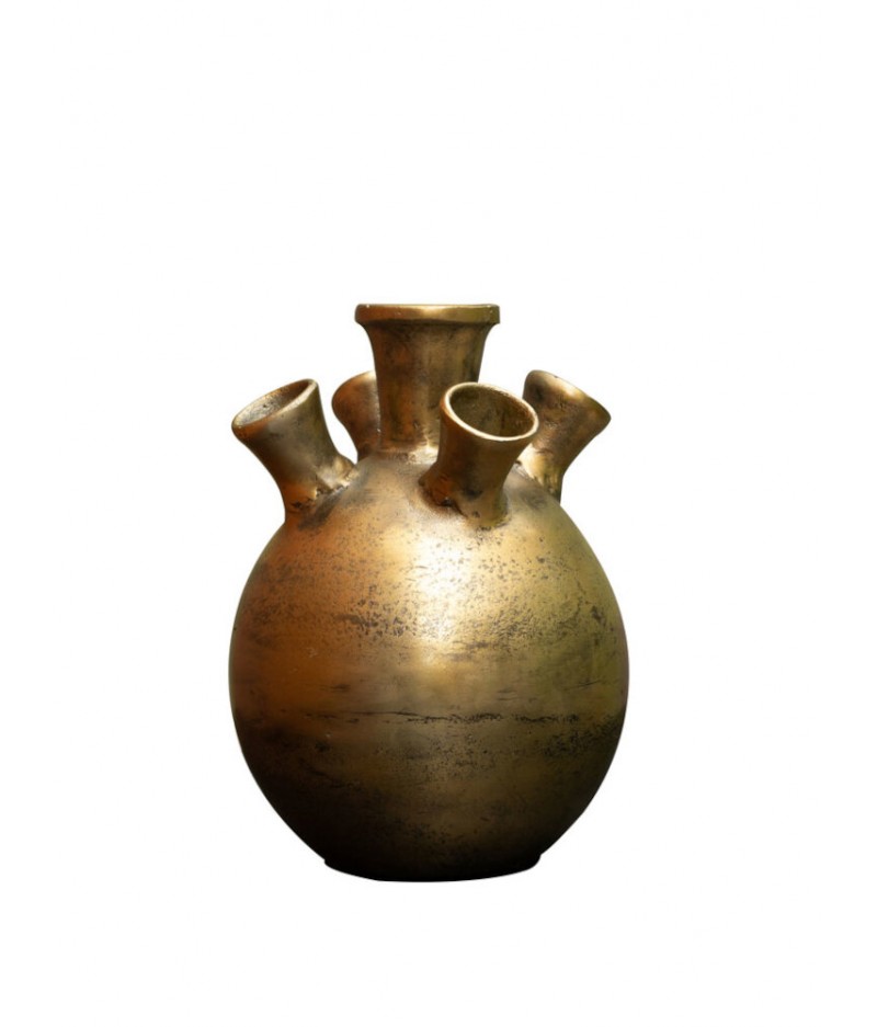 Vase rond doré 7 trous - Chehoma