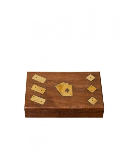 Boîte à dés, cartes et domino détails laiton - Chehoma