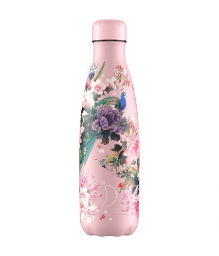 Gourde Thermos 500ml Bottle Peacock Peonies - Chilly’s Bottle